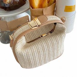 yogodlns Summer Small Straw Handbag Trendy Shoulder Bag Woven Bucket Crossbody Bag Casual Seaside Beach Bag Gilrs Handle Tote i9ar#