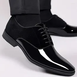 Dress Shoes Classic Patent Leather For Men Casual Business Lace Up Formal Office Work Male Party Wedding Oxfords L26