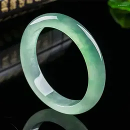 Bangle Light Green Jade Bracelet For Women Glutinous Floating Flower Collectible Grade Jewellery Traditional Ethnic Talisman Gift