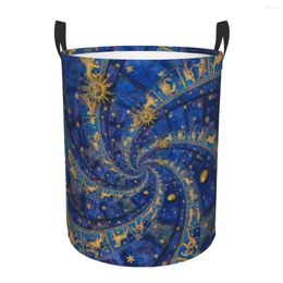 Laundry Bags Folding Basket Fantasy Droste Astrology Round Storage Bin Large Hamper Collapsible Clothes Toy Bucket Organiser