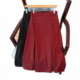 170kg Plus Size Women Autumn Winter High Waist A-Line Skirt Black Wine Red Big 6XL 7XL 8XL 9XL 10XL L0oI#