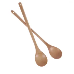 Spoons Long Handle Wooden Stirring Coffee Tea Bar Cocktail Stirrer Mixing Set Of 2