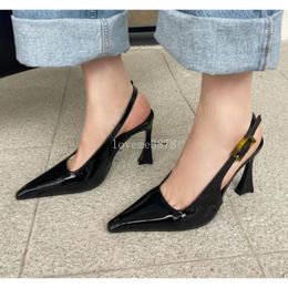 Женские весенние новые пустые туфли с острым носком на одной ноге, пикантные модные туфли на высоком каблуке из лаковой кожи на тонком каблуке