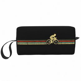 custom Retro Bicycle Stripes Travel Cosmetic Bag Women MTB Bike Rider Makeup Toiletry Organiser Ladies Beauty Storage Dopp Kit x77p#