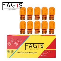 Fagis 10 Pcs T20 7440 7443 WY21W WY21/5W 12V 21W 21/5W Natural Amber Glass Car Halogen Lamp Brake Bulbs Stop Light Turn Signal