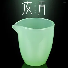 Cups Saucers Ru Qingyu Porcelain Fair Cup Tea Dispenser Sea Pouring Device Glass Imitation Jade Ceremony Accessories
