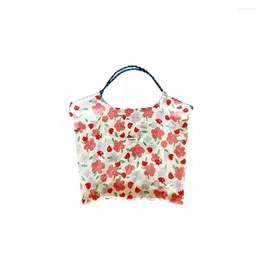 Evening Bags Korean Style Floral Flower Shoulder Bag Large Capacity Summer Sweet Work Tote Ins Leaf Rose Shopping