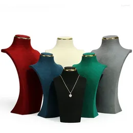 Jewelry Pouches Necklace Display Rack Metal Microfiber Window Model Neck Pendant Hanging