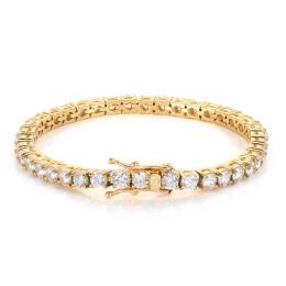 Bracelets Real Stainless Steel Tennis Bracelet 4mm 3A+ Cubic Zirconia Iced Out Chain Bracelet Women Men Gold Silver Color Hip Hop Jewelry