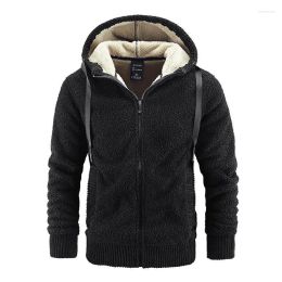 Jaquetas masculinas 2024 inverno solto cordeiro lã com capuz jaqueta moda casual cardigan espessado casaco homens zíper de manga comprida quente gota deli dhwym