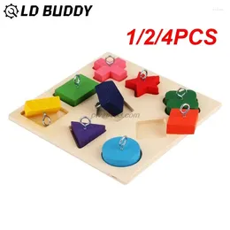 Other Bird Supplies 1/2/4PCS Parrot Iq Training Toys 9 Grid Colourful Wooden Block Safe Tasteless Pet Educational Toy