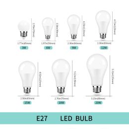 2pcs LED Bulb E27 E14 B22 220V Light Bulb Real Power 20W 18W 15W 12W 9W 6W 3W Lampada Living Room Home Led Lamp