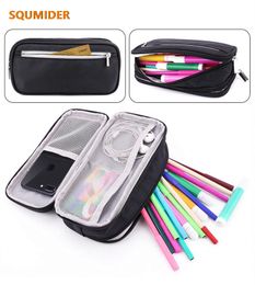 Solid Colour canvas pencil case School stationery bag large capacity pen case cute pen bag gifts for kids storage bag big handbag