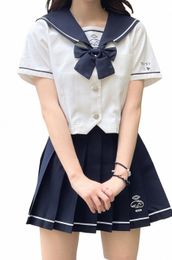 japanese Style Student Girls School Uniforms Girls Navy Costume Women Sexy Navy JK Suit Sailor Blouse Pleated Skirt f8PF#