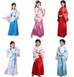 ancient Chinese Dr Girls Children Kimo Traditial Ethnic Fan Students Chorus Dance Costume Japanese Yukata Kimo Style C2tx#