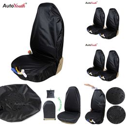 Upgrade AUTOYOUTH Waterproof Cover 2Pcs Front Seat Protector With Organiser Bag Universal Car Interior Accessory