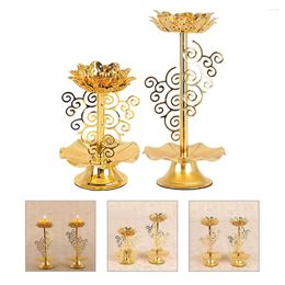 Candle Holders 2 Pcs Candlestick Holder Lotus Utensils Tea Light Decorative Lamp Base Alloy Religious Stand Desktop Delicate