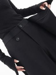 Houzhou Mulheres de terno largo calças de cintura alta gótica estilo japonês Baggy Black Troushers calças retas irregulares Casual Streetwear