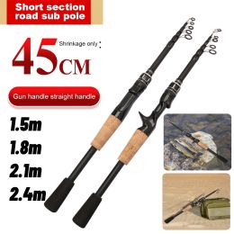 Rods Baitcasting Lure Fishing Rod Spinning Telescopic 8g25g Wooden Handle Carbon Casting Fishing Tackle Professional Lightweight