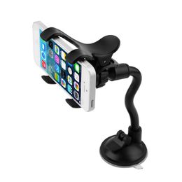 360 Rotate Sucker Car Phone Holder Flexible Mount Stand Mobile Cell Support For iPhone Samsung Xiaomi Clip Phone Holder in Car