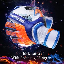 Shinestone Kids Adults Size Soccer Goalkeeper Gloves Professional Thick Latex Goalie With Finger Protection 240318