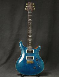 Custom 24 10 Top Pattern Thin Aquamarine Electric Guitar Blue Flame Maple Top Signature China Made Guitars9041002