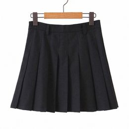 2023 Autumn Good Quality Womens Plus Size Casual Clothing Curve High-Waisted Pleated Black Grey A-Line Skirt N7209 R5Fp#