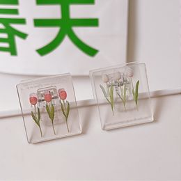 Flower Acrylic Staples Paperclip Mini Paper Clip Transparent Documents Bookmarks File Page Holder Clamp Office School Supplies