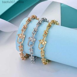 Charm Bracelets Hot selling 925 sterling silver horseshoe shaped U-shaped interlocking classic fashion brand banquet luxury jewelryQ240330