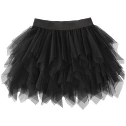 Skirts Women Fashion Mesh Mini Skirt High Waist Ruffled Irregar Black Gauze Ball Gown Layered Fairy Princess Elastic Tutu Drop Delive Ot40W