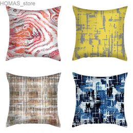 Pillow 45X45CM Geometric Abstract Peach Skin case Living Room Sofa Office Seat Cushion Cover Creative Ornament Home Decoration Y240401