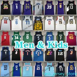 Men kids Basketball Jerseys 30 Curry 11 young 23 james Stephen 24 bryant Giannis 34 Antetokounmpo 1 LaMelo ball 12 Ja morant 35 Kevin Durant adult children Fox 77 Doncic