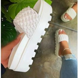 Slippers Plus Size Women's Summer Fashion Flat Female Sandals Solid Colour Platform Peep Toe Outdoor Beach Women Shoes