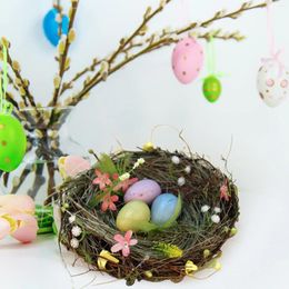 Garden Decorations Easter Woven Bird Nest Decor Party Supplies Small With Eggs Desktop Ornament For Yard Living Room Bookshelf Patio Office