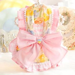 Dog Apparel Pet Clothes Flower Traction Dress For Dogs Clothing Cat Small Bowknot Accesorios Girl Lolita Chihuahua Products 2024