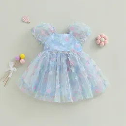 Girl Dresses Baby Girls Puff Sleeve Tulle Dress 3D Flower/Butterfly Mesh Birthday Party Toddler Casual Clothing Princess
