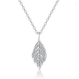 Pendant Necklaces 925 Silver Needle Fashion Leaf Crystal Necklace For Women Wedding Engagement Valentines Day Gift Jewelry