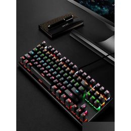 Keyboards K7 Punk Mechanical Keyboard Usb Wired Green Axis 87 Key Colorf Light Game Office Computer Keyboard59166229139770 Drop Delive Ot7Du