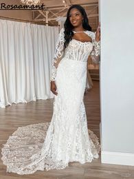 African Long Sleeve Appliques Lace Mermaid Wedding Dresses With Jacket Bridal Gowns