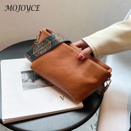 Shoulder Bags Vintage PU Lady Crossbody Small Square Simple Phone Pouch Leather Solid Print Wide Strap For Travel Office Work