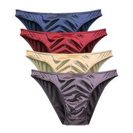 Mierside 2pcs/Men Briefs Thong Men's Sexy Breathable Underpants Comfortable Underwear Shorts Male Panties Satin Silky S-3XL