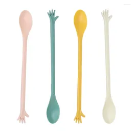 Spoons 4 Pcs Mixing Spoon Silicone Stirring Rod Flatware Stainless Steel Serving Plastic