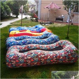 Camp Furniture Inflatable Lazy Air Sofa Bed Folding Beach Chair Mattress Lounger Cam Chaise Longue Travel Waterproof Outdoor Drop Deli Dhkqn