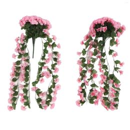 Decorative Flowers 2PCS Artificial Violet Hanging Simulation Plastic Fake Plants For Decoration Garden Patio Wedding Porch Outdoor