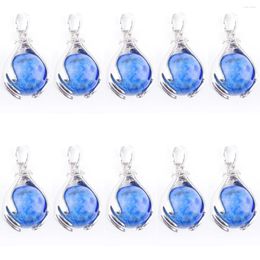 Pendant Necklaces Natural Lapis Lazuli Stone Pendants 16mm Round Ball Hands Palm Dangle Reiki Chakra Healing Jewelry Wholesale 10Pcs TN3146