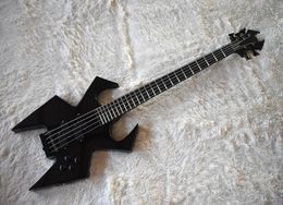 Factory Black Unusual Shape Electric Bass Guitar with 5 StringsBlack Hardware24 FretsHigh QualityCan be Customized4756533