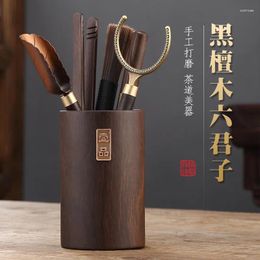 Tea Scoops Chengao Ceremony Tool Set Ebony Solid Wood Holder Needle Six Gentlemen Accessories Spoon