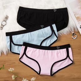 Women's Panties BANNIROU 3Pcs Briefs Cotton Sports Fitness Low-Rise Solid Soft Breathable Lingerie Underwear For Woman Intimates