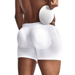 Jockmail sexig rumpa lyftare förstora med pad underbyxor avtagbar pad boxer underkläder rumpa-förbättring stam shorts gay manliga trosor