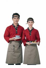 1 piece Japan Cuisine chef suit sushi service uniform Restaurant work suit Kimo Work wear Men Waitr uniforms F5KX#